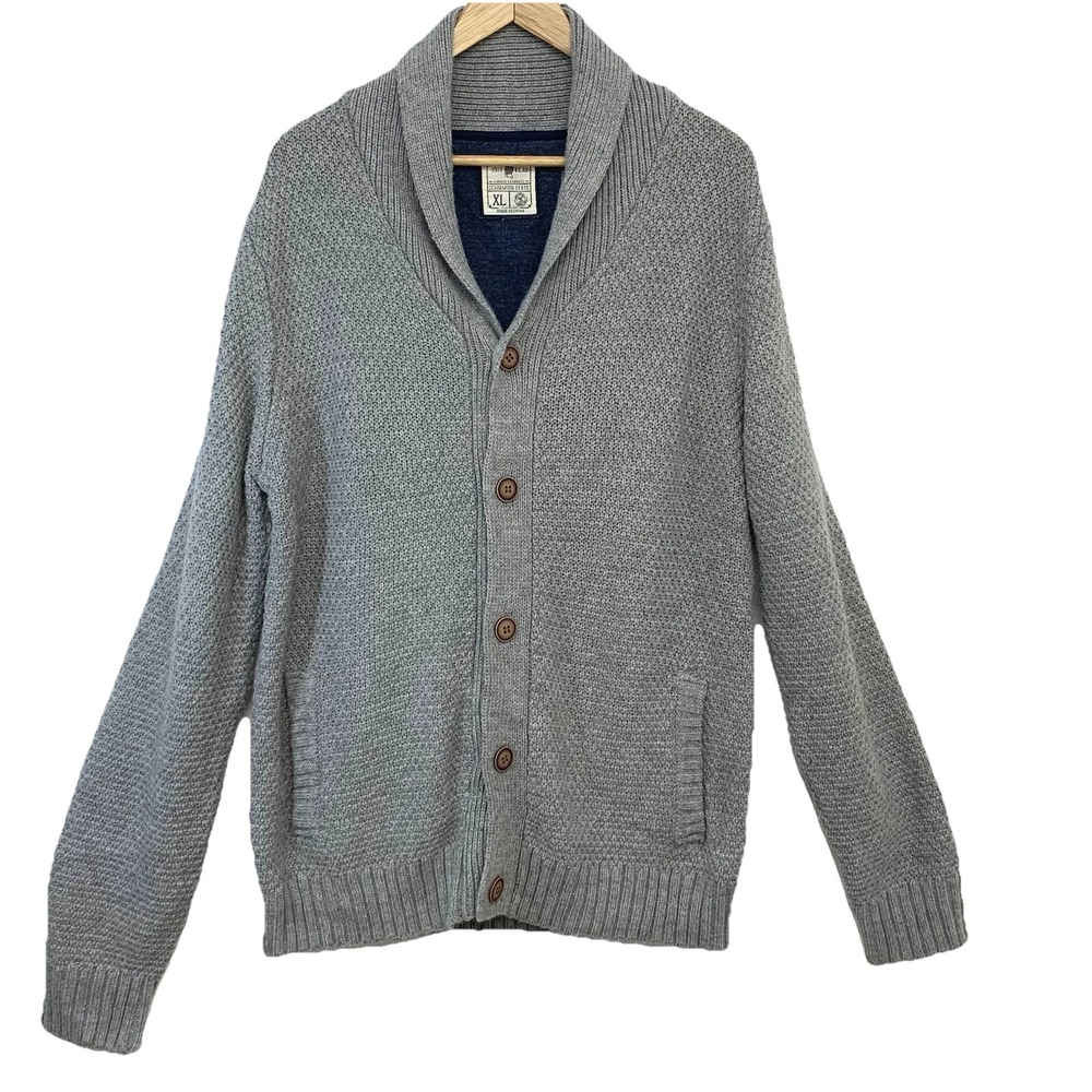 Cedarwood Shawl Collar Cardigan Sweater Gray Men XK  Grandpa Retro Streetwear
